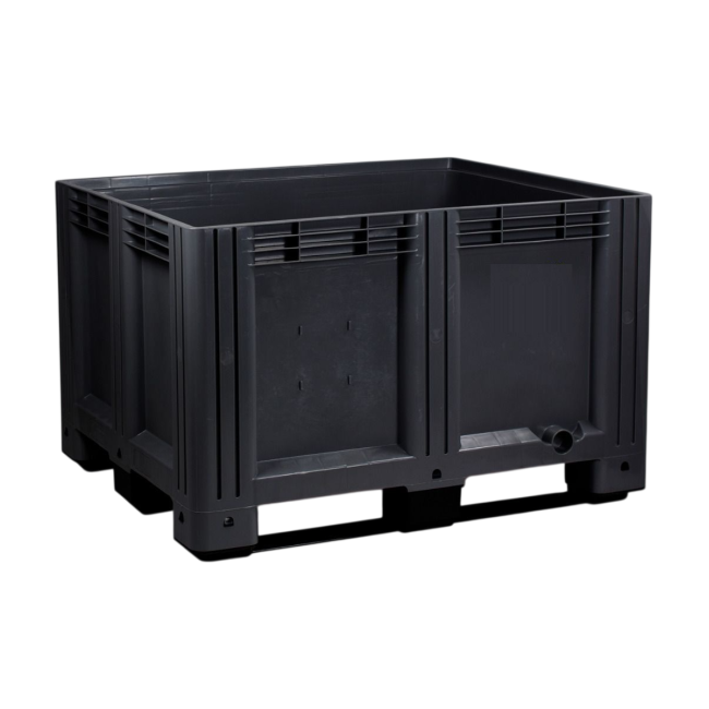 Palletbox 120x100x78cm, incl. 3 sledes, zwart