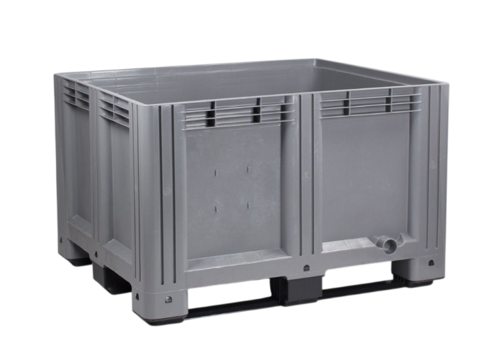 Palletbox 120x100x78cm, incl. 3 sledes, grijs