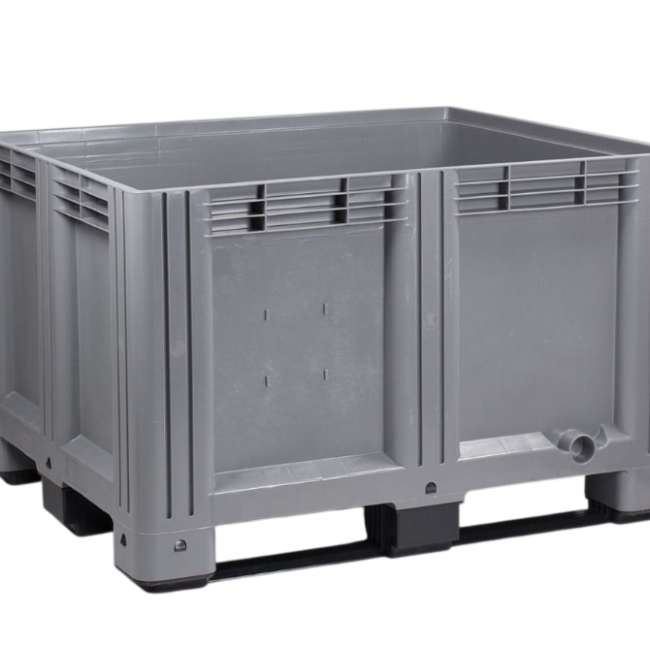 Palletbox 120x100x78cm, incl. 3 sledes, grijs